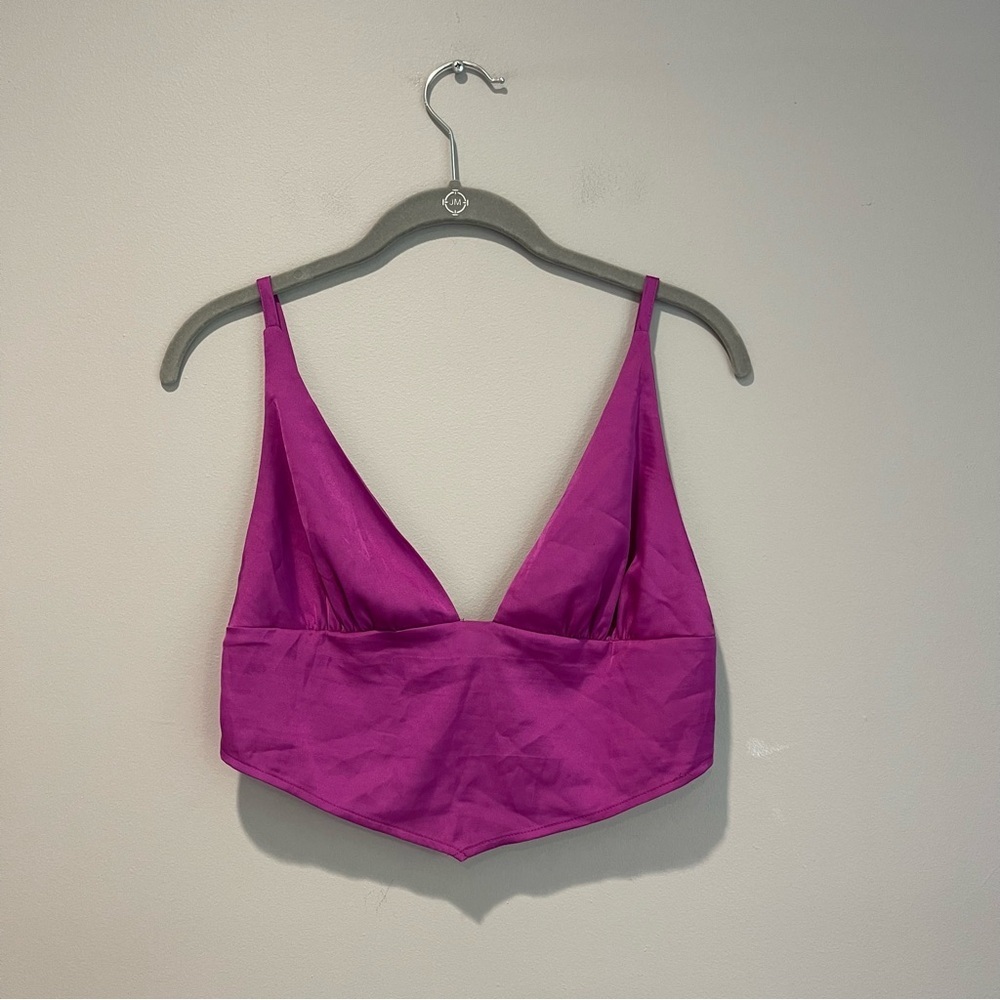 Garage Purple Satin Crop Top